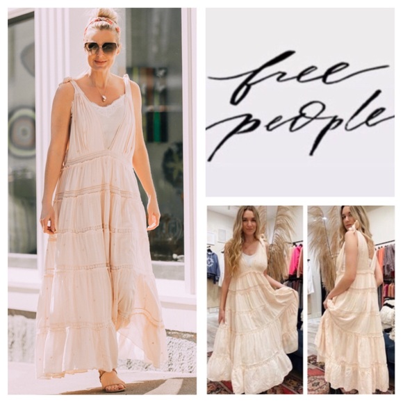 free people lily of the valley midi dress Free People Lily Of The Valley Midi Dress in Peach